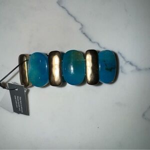 Chico’s Blue Agate Stretch Bracelet NWT